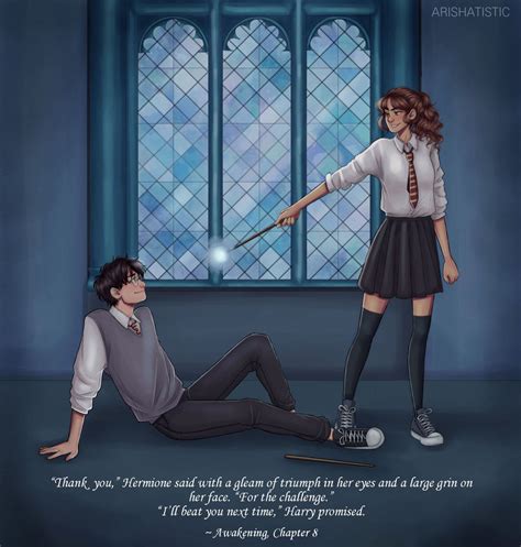 He stumbles across a ritual, in the forbidden section of the library, that allow him to 'get what he needs'. . Harry potter turns into hermione fanfiction